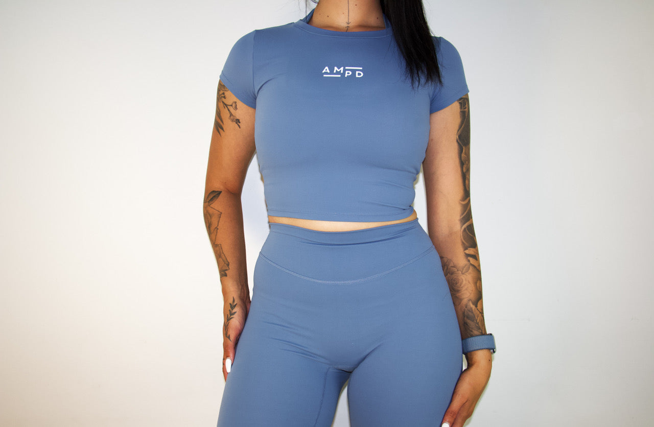 Everyday Crop Tee- Slate Blue