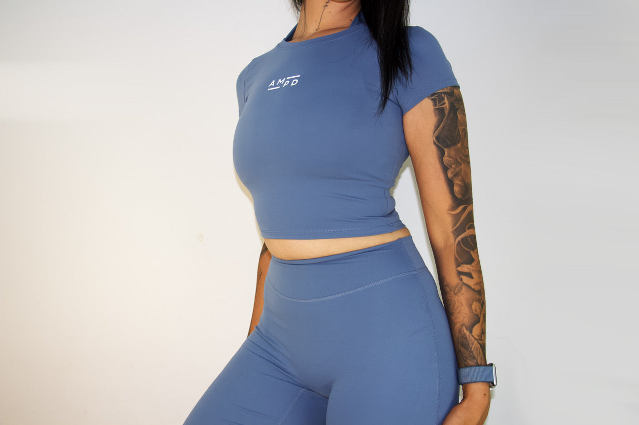 Everyday Crop Tee- Slate Blue