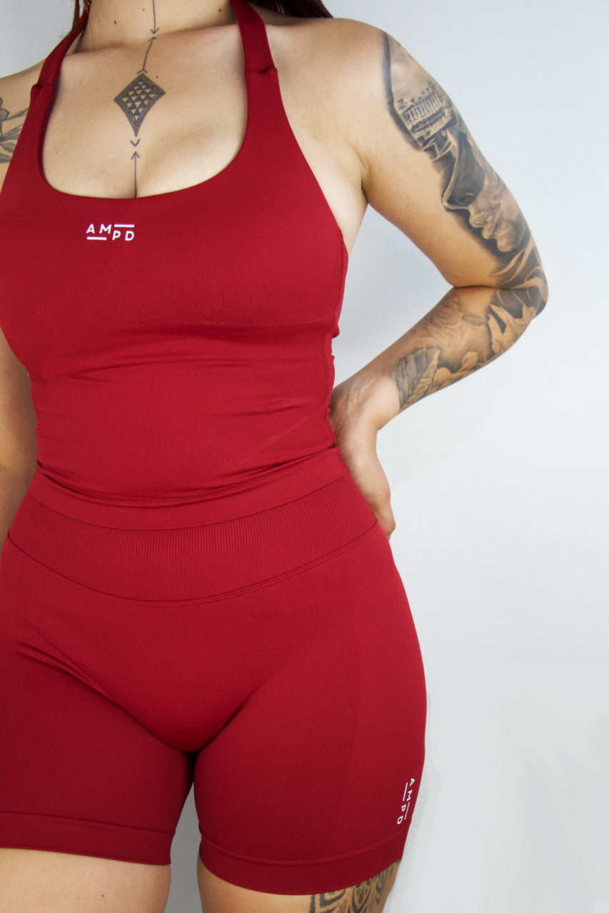 Impact Halter Top- Wine Red