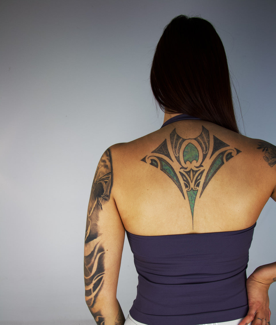 Impact Halter Top- Mushroom Gray