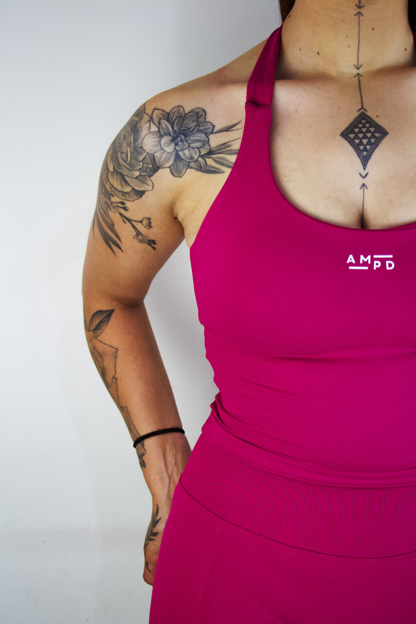 Impact Halter Top- Berry Red