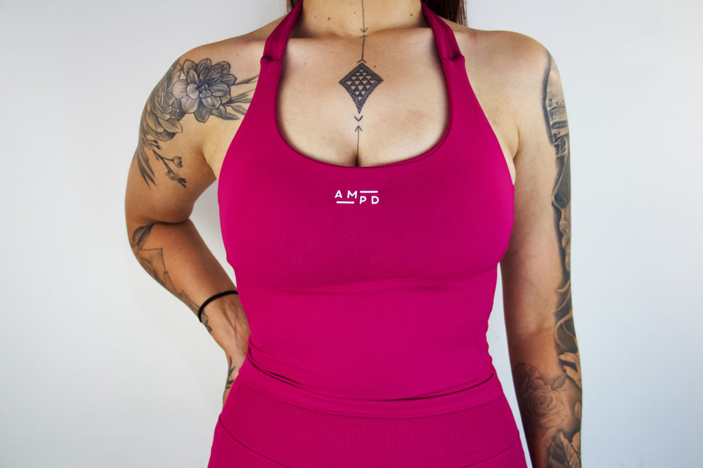 Impact Halter Top- Berry Red